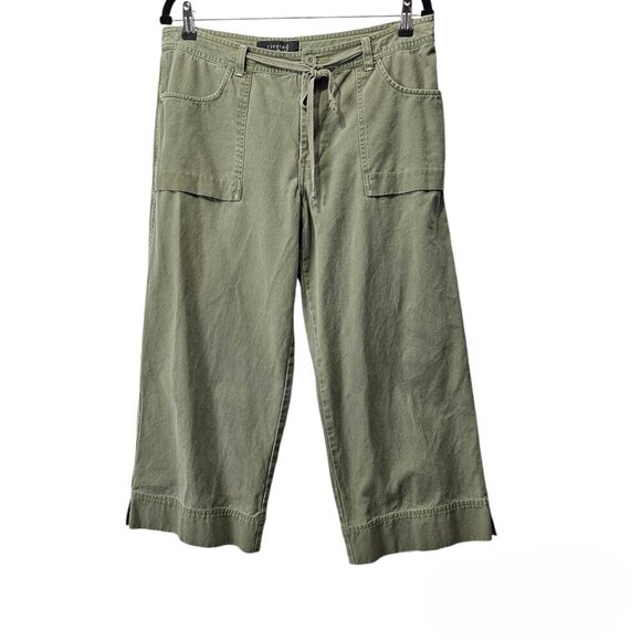 💎355 Riveted by Lee Utility Cropped Wide Leg High Waist Green Cotton Pants - Picture 1 of 8